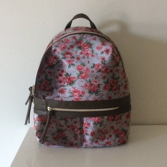 Super cute Grey Velvet Floral Backpack main image 8